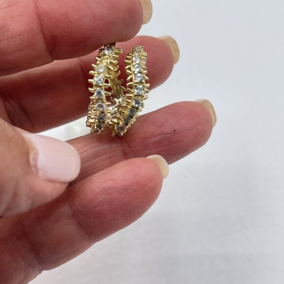 Gold-Tone Kendra Scott Double Hoop Crystal Ring 7 - Picture 6 of 7